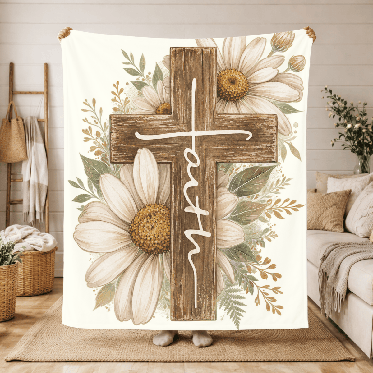 Printify Home Decor 50" × 60" Faith Cross - Blanket