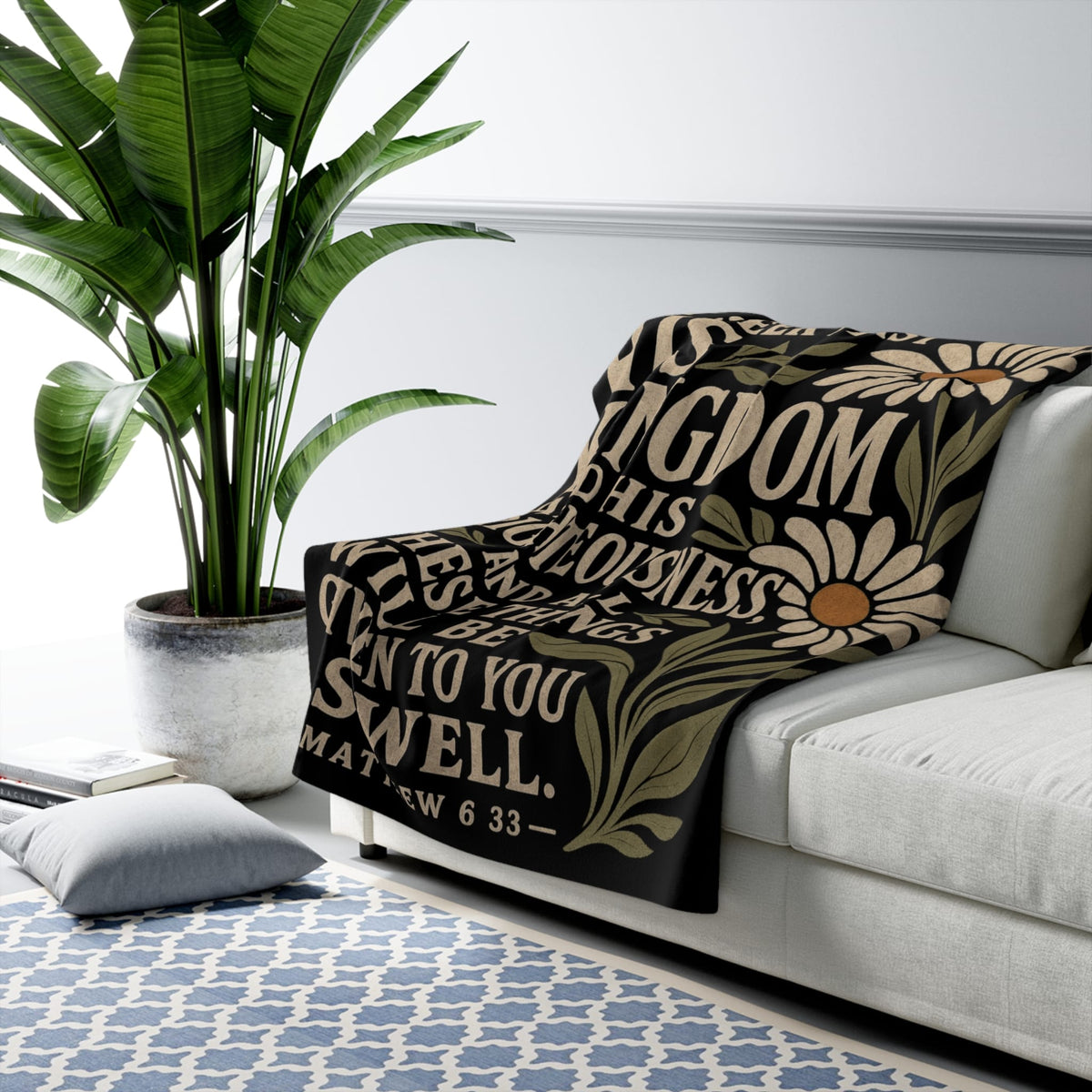 Printify Home Decor Christian Scripture Sherpa Blanket