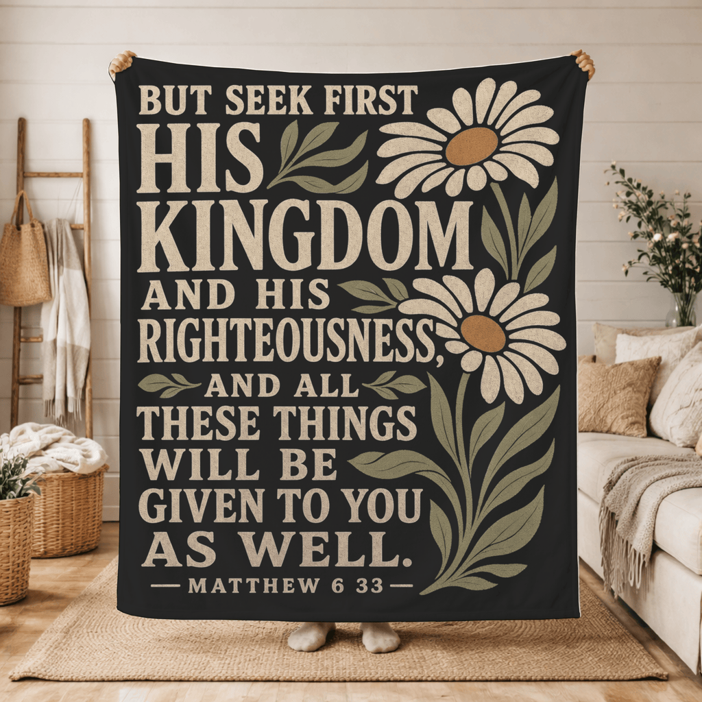Printify Home Decor Christian Scripture Sherpa Blanket