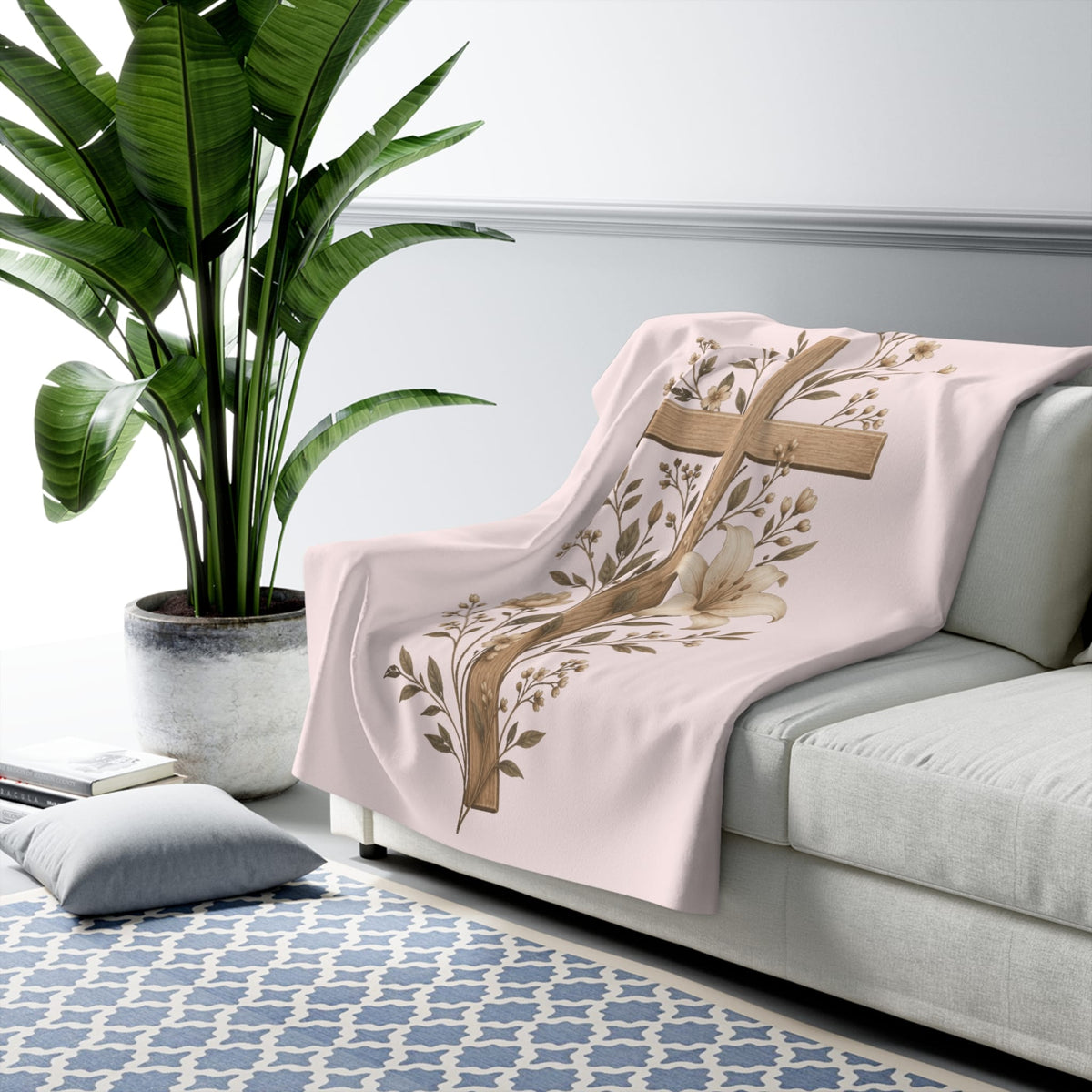 Printify Home Decor Cross Floral - Blanket