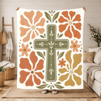 Printify Home Decor Floral Cross - Blanket
