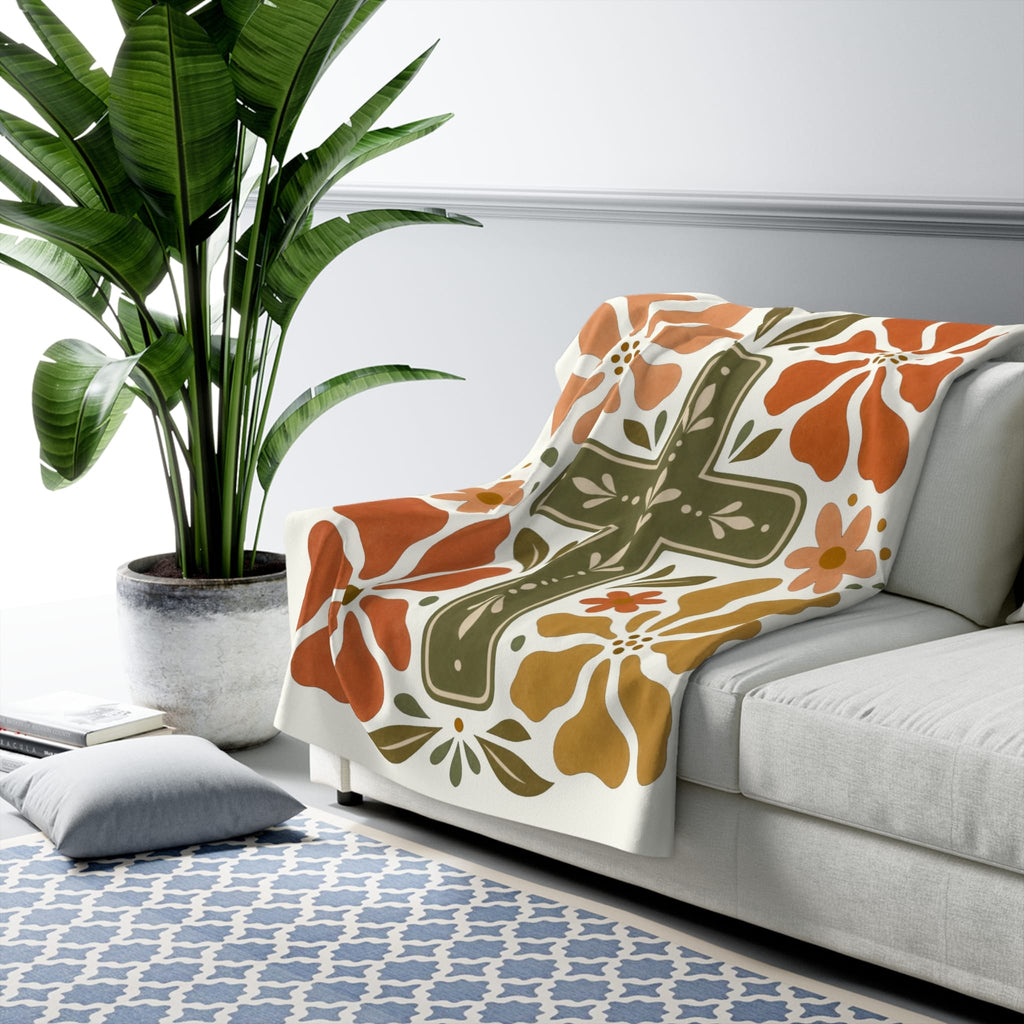 Printify Home Decor Floral Cross - Blanket