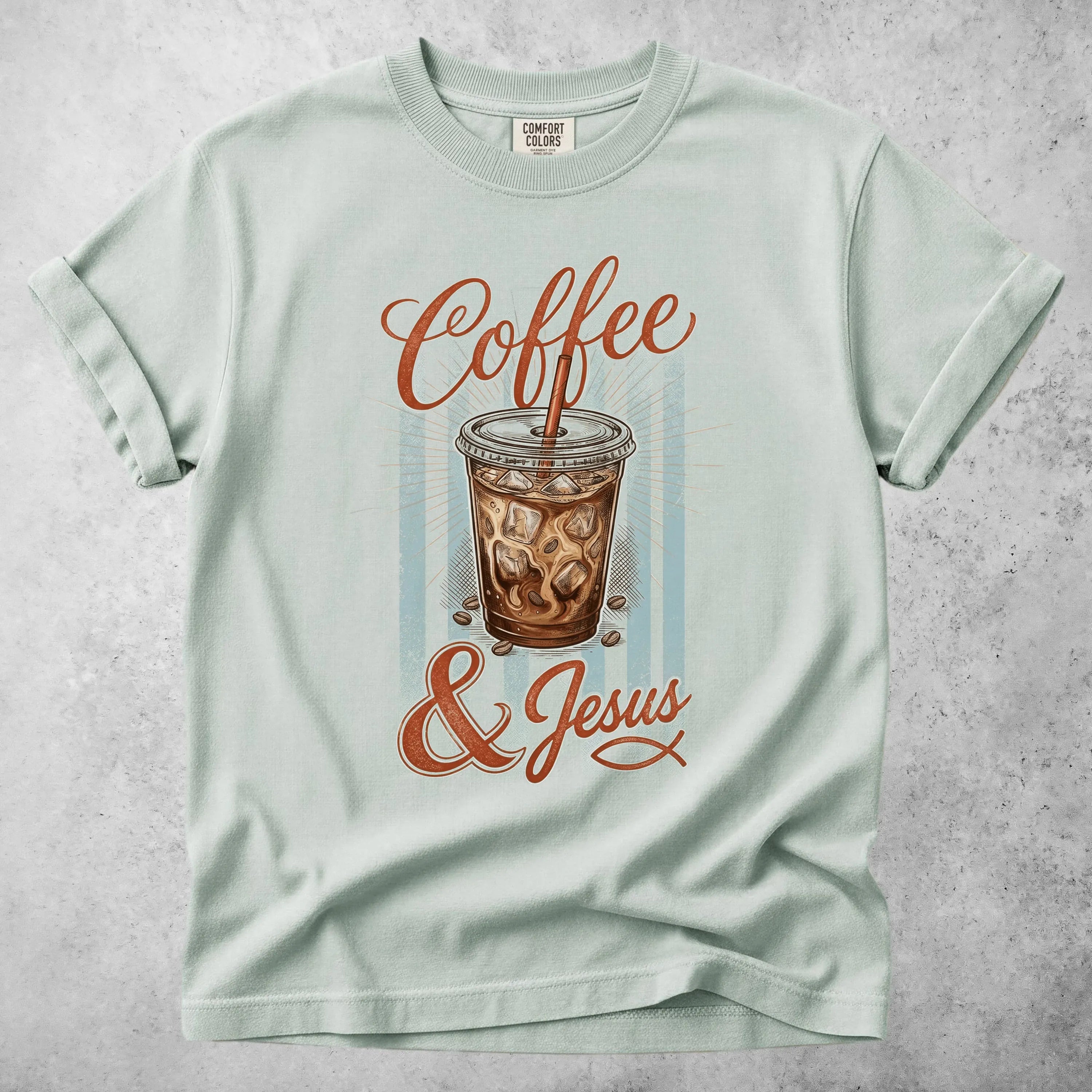 Printify T-Shirt Bay / S coffee and jesus coffee lover faith (1) T-Shirt