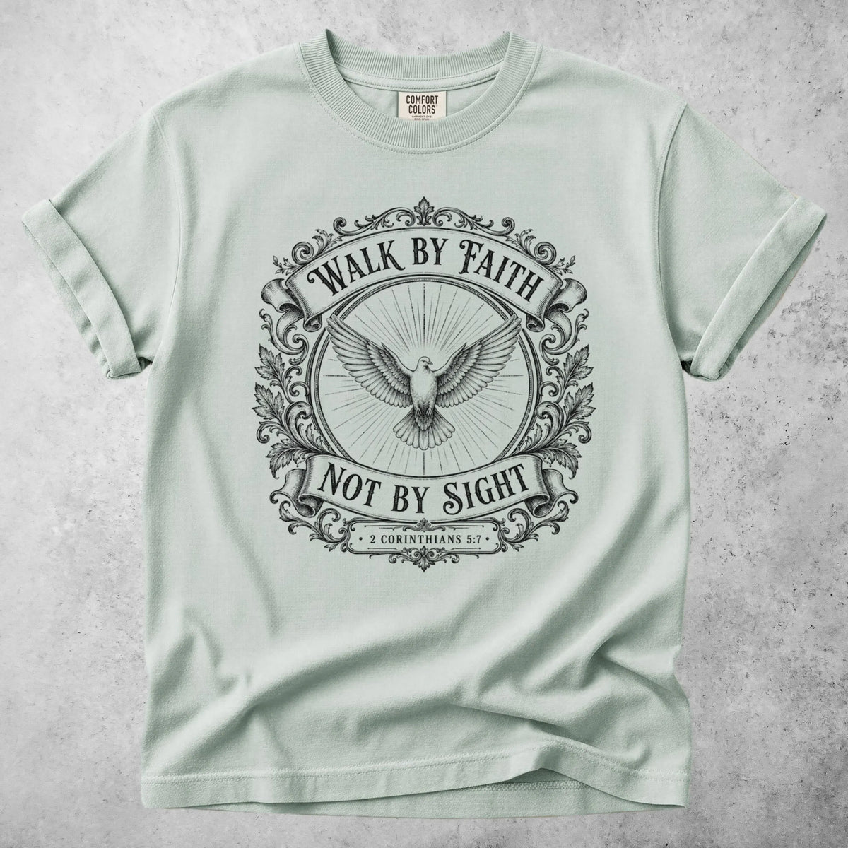Printify T-Shirt Bay / S Walk by Faith Not by Sight – 2 Corinthians 5:7 T-Shirt