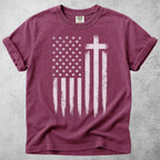 Printify T-Shirt Berry / S American Flag Cross T-Shirt