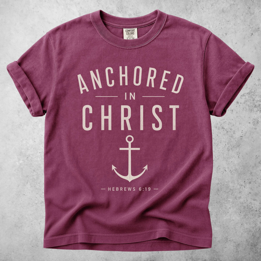 Printify T-Shirt Berry / S ANCHORED IN CHRIST - T-Shirt