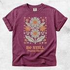 Printify T-Shirt Berry / S Be Still Floral T-Shirt - Psalm 46:10