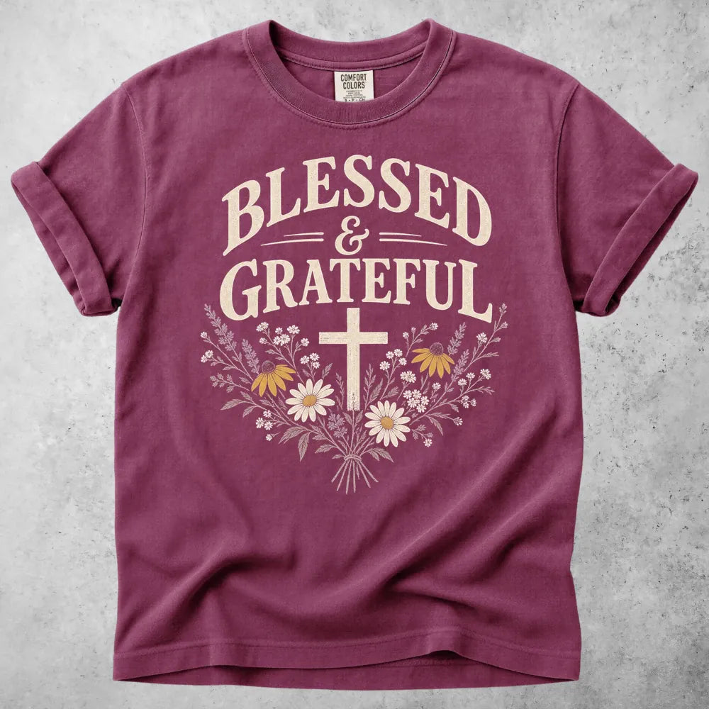 Printify T-Shirt Berry / S Blessed & Grateful T-Shirt