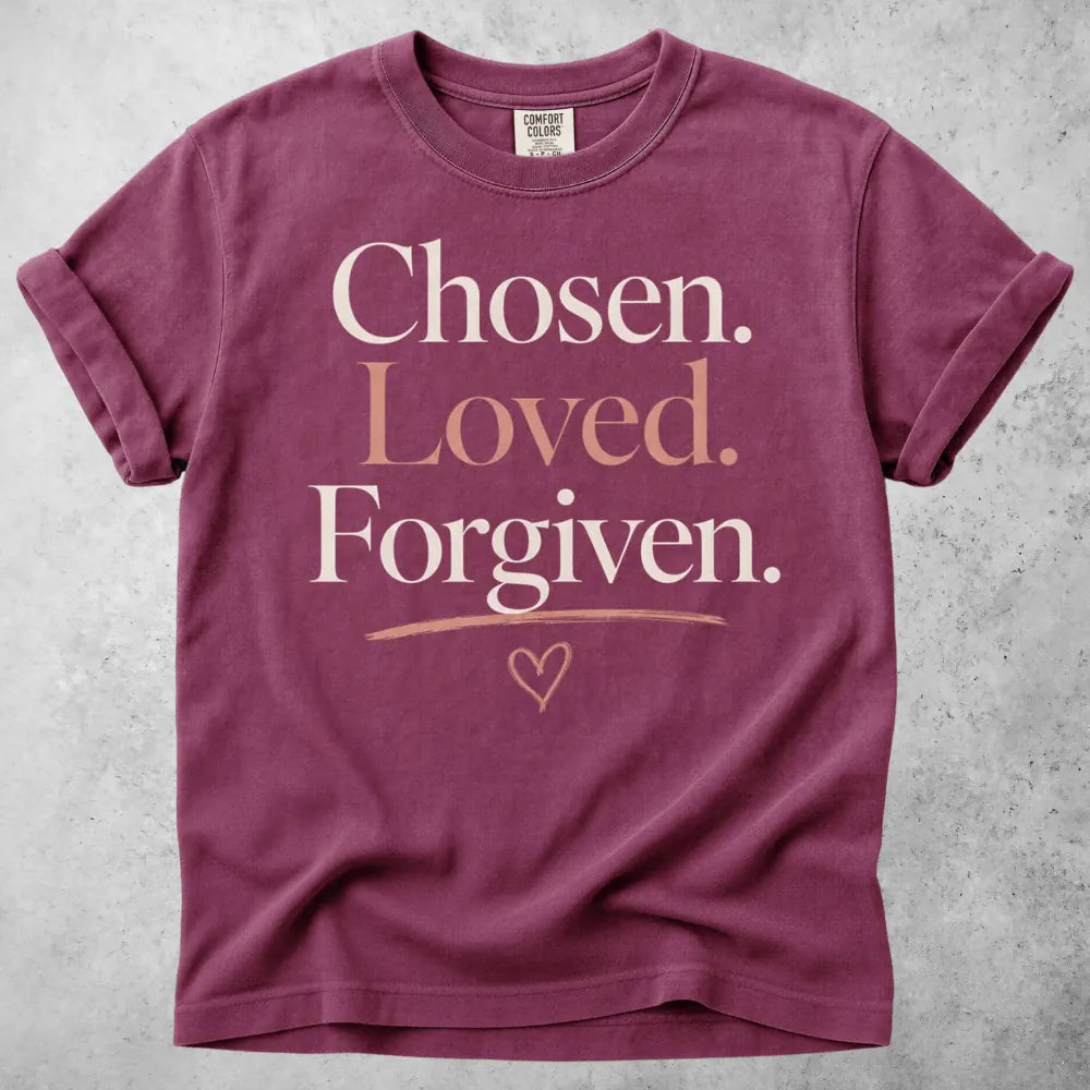 Printify T-Shirt Berry / S Chosen, Loved, Forgiven T-Shirt