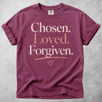 Printify T-Shirt Berry / S Chosen, Loved, Forgiven T-Shirt