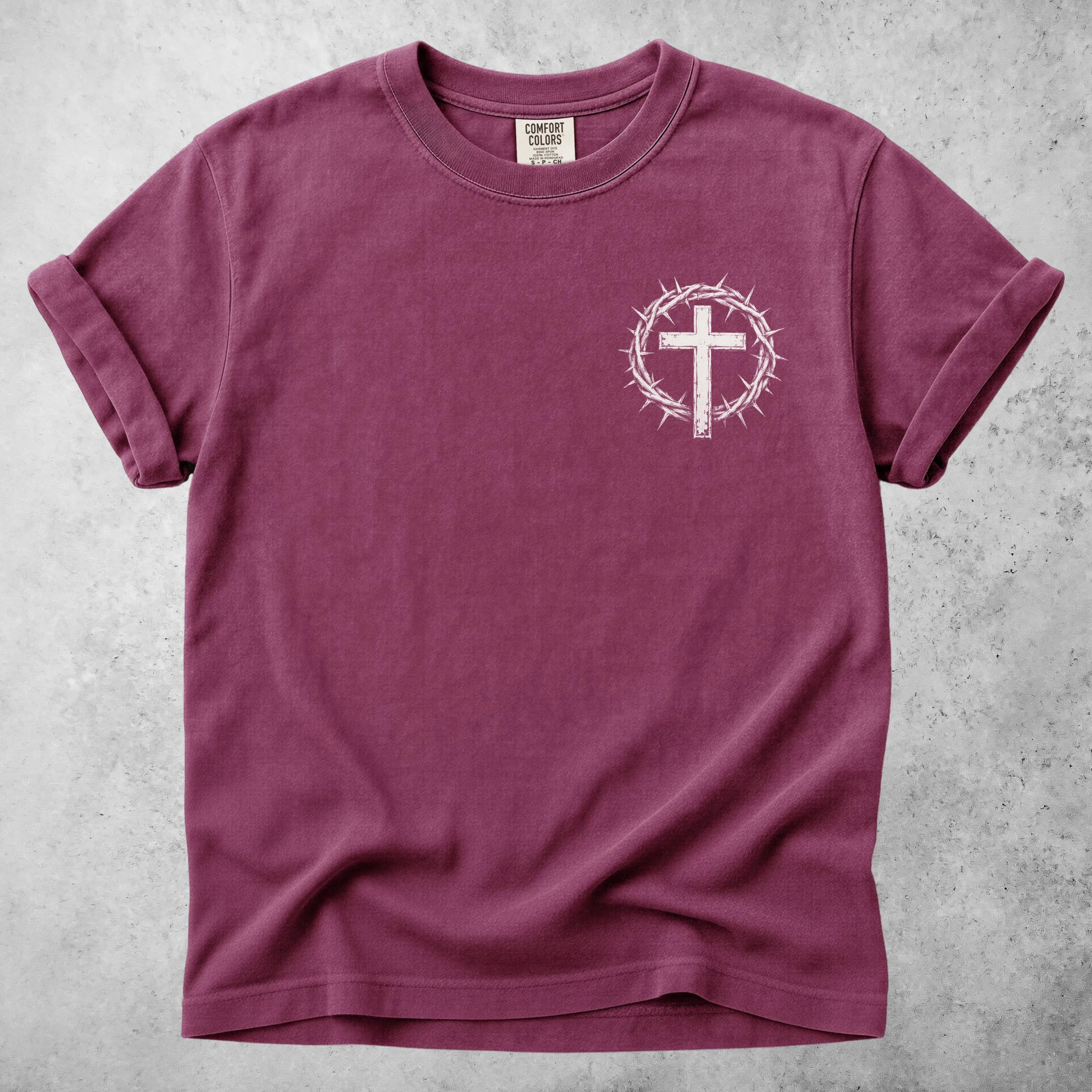 Printify T-Shirt Berry / S Crown Of Thorns Christian Cross