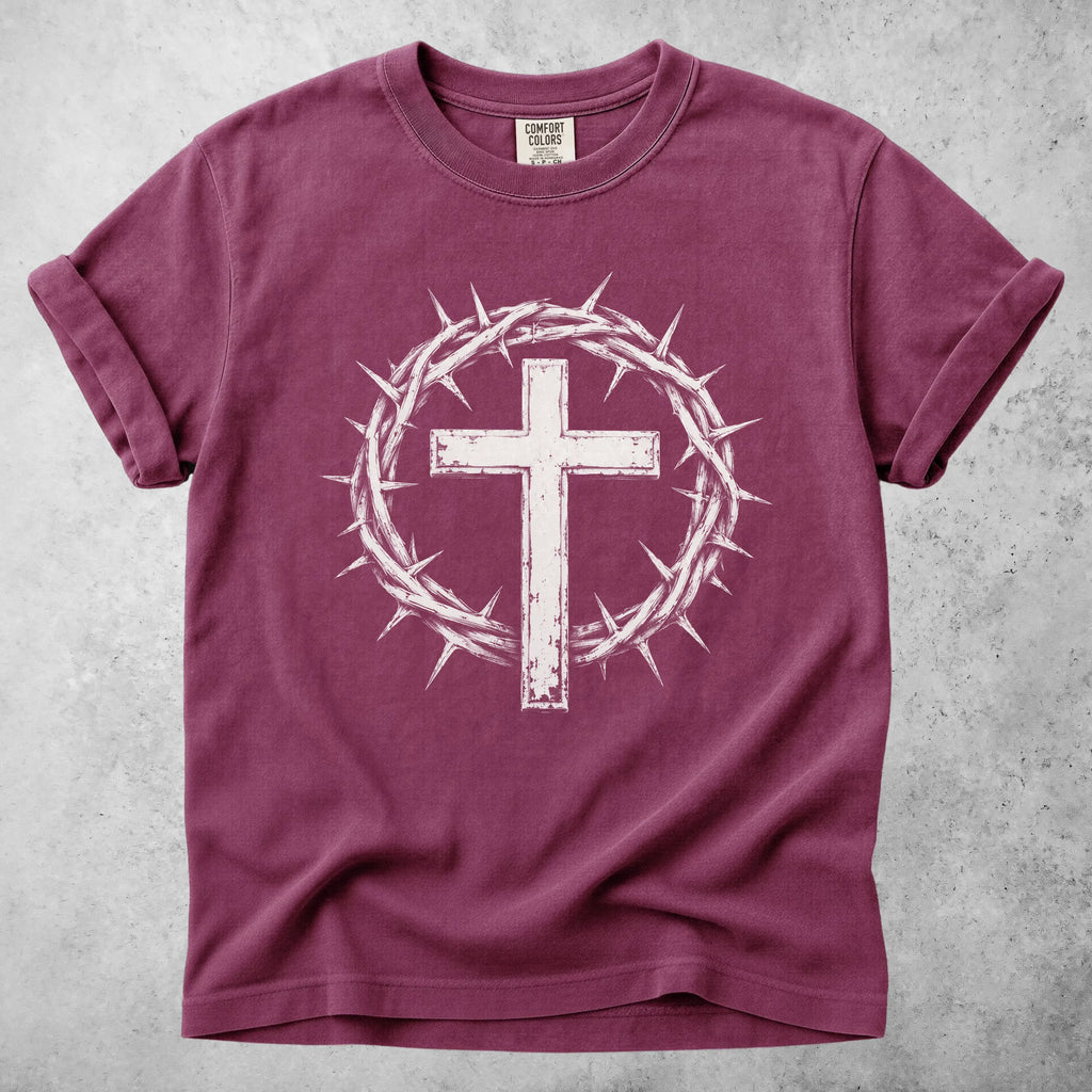 Printify T-Shirt Berry / S crown of thorns cross christian faith T-Shirt