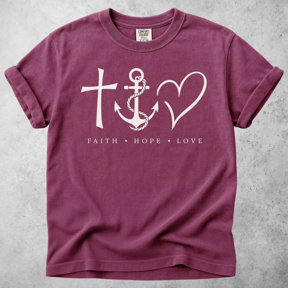 Printify T-Shirt Berry / S Faith Hope Love T-Shirt