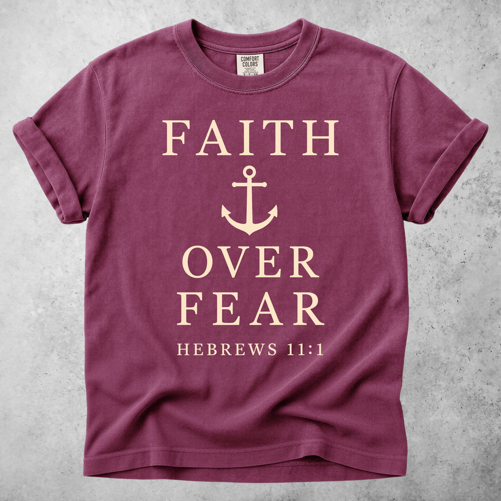 Printify T-Shirt Berry / S Faith Over Fear Anchor - Hebrews 11:1