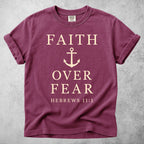 Printify T-Shirt Berry / S Faith Over Fear Anchor - Hebrews 11:1
