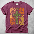 Printify T-Shirt Berry / S Floral Cross T-Shirt