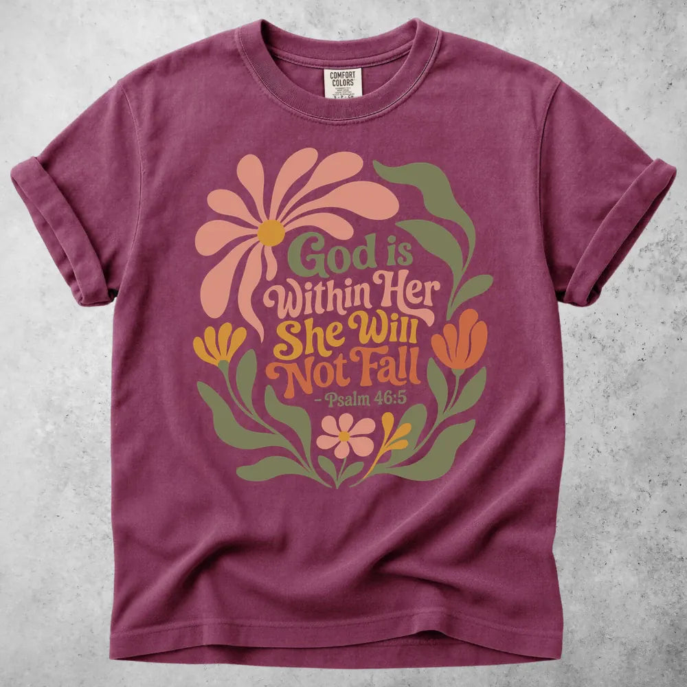 Printify T-Shirt Berry / S God Is Within Her T-Shirt