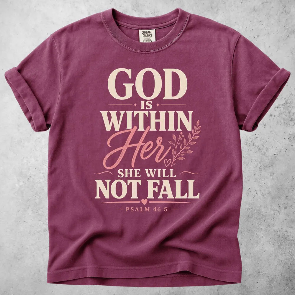Printify T-Shirt Berry / S God Is Within Her T-Shirt