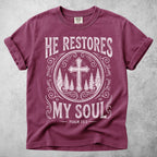 Printify T-Shirt Berry / S He Restores My Soul