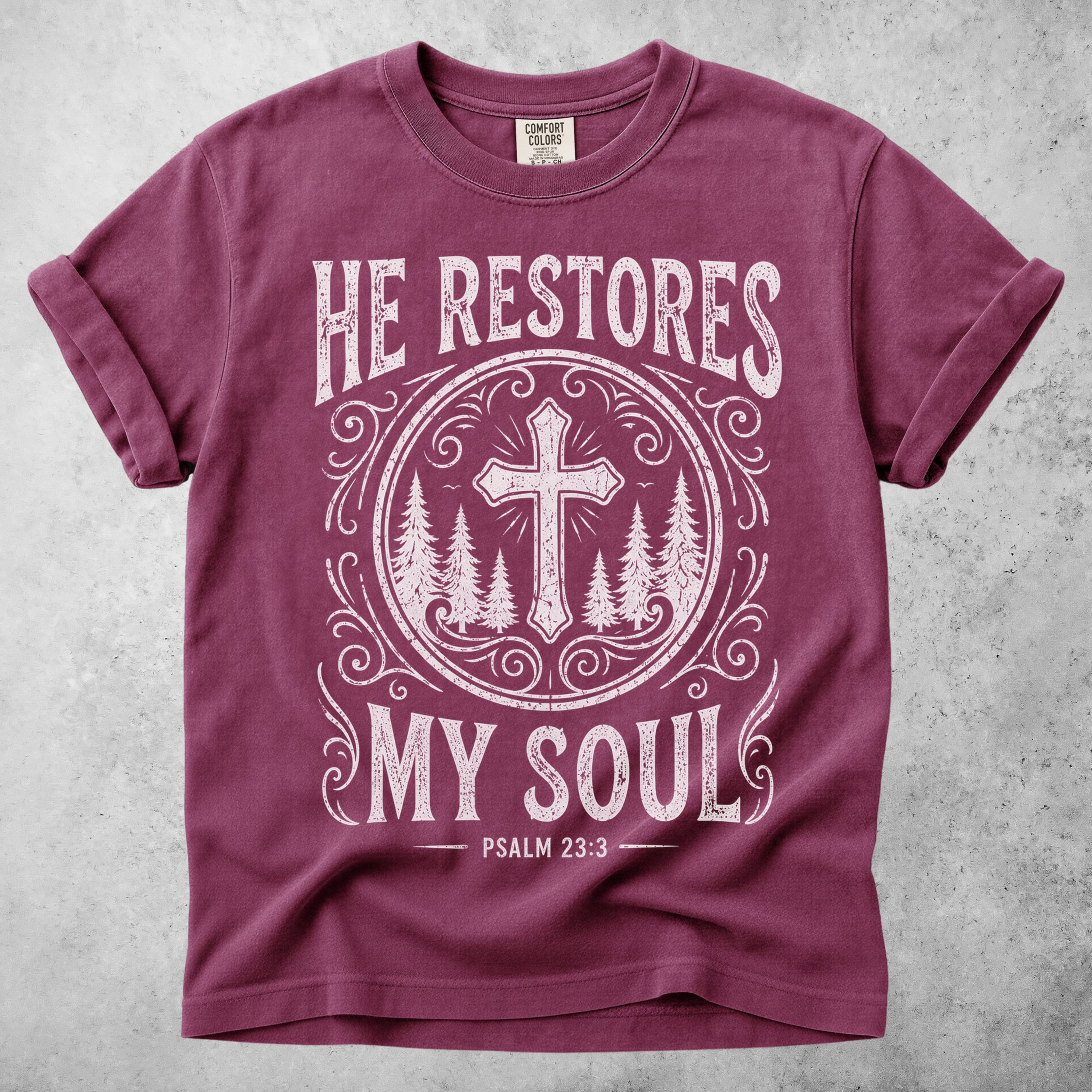 Printify T-Shirt Berry / S He Restores My Soul