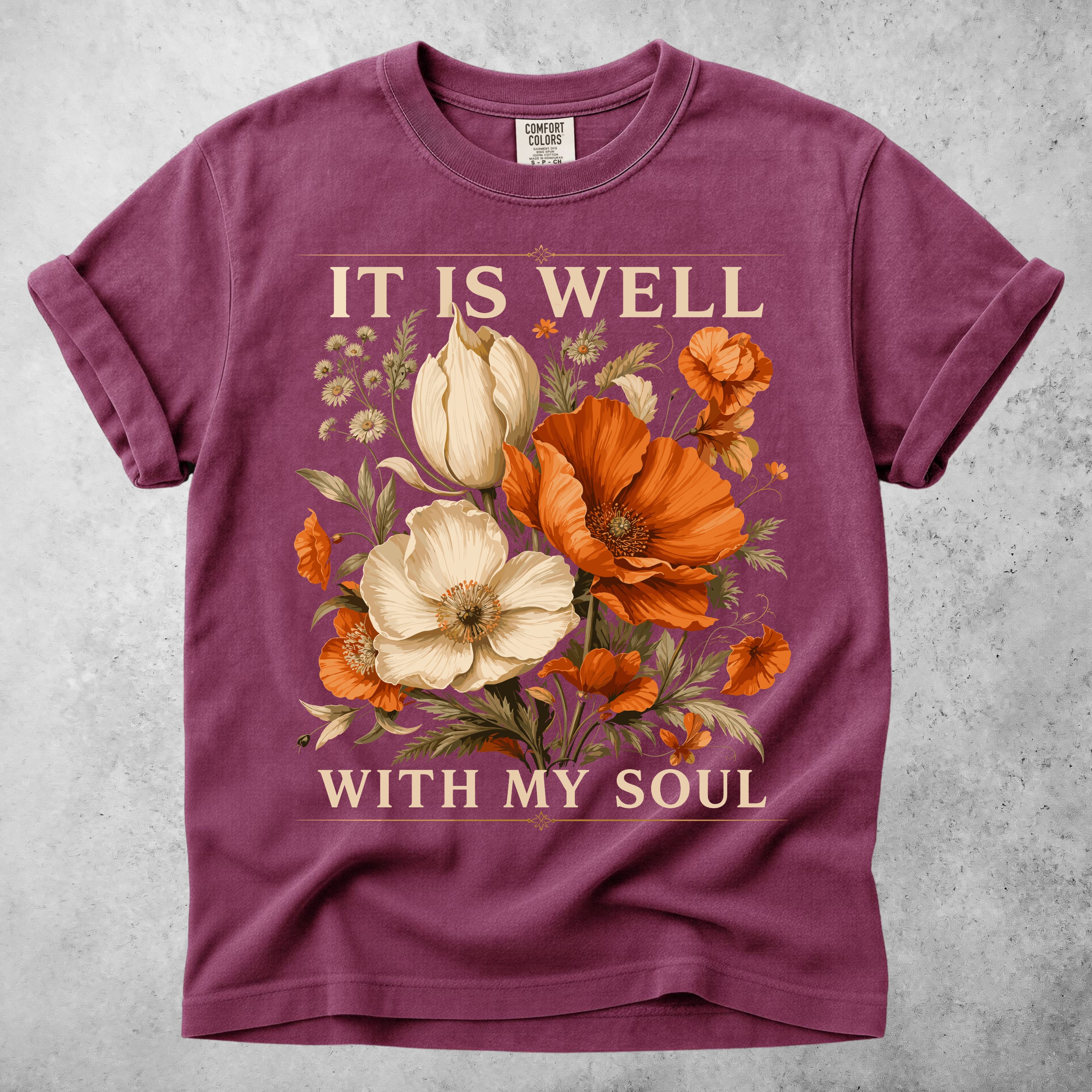 Printify T-Shirt Berry / S It Is Well With My Soul