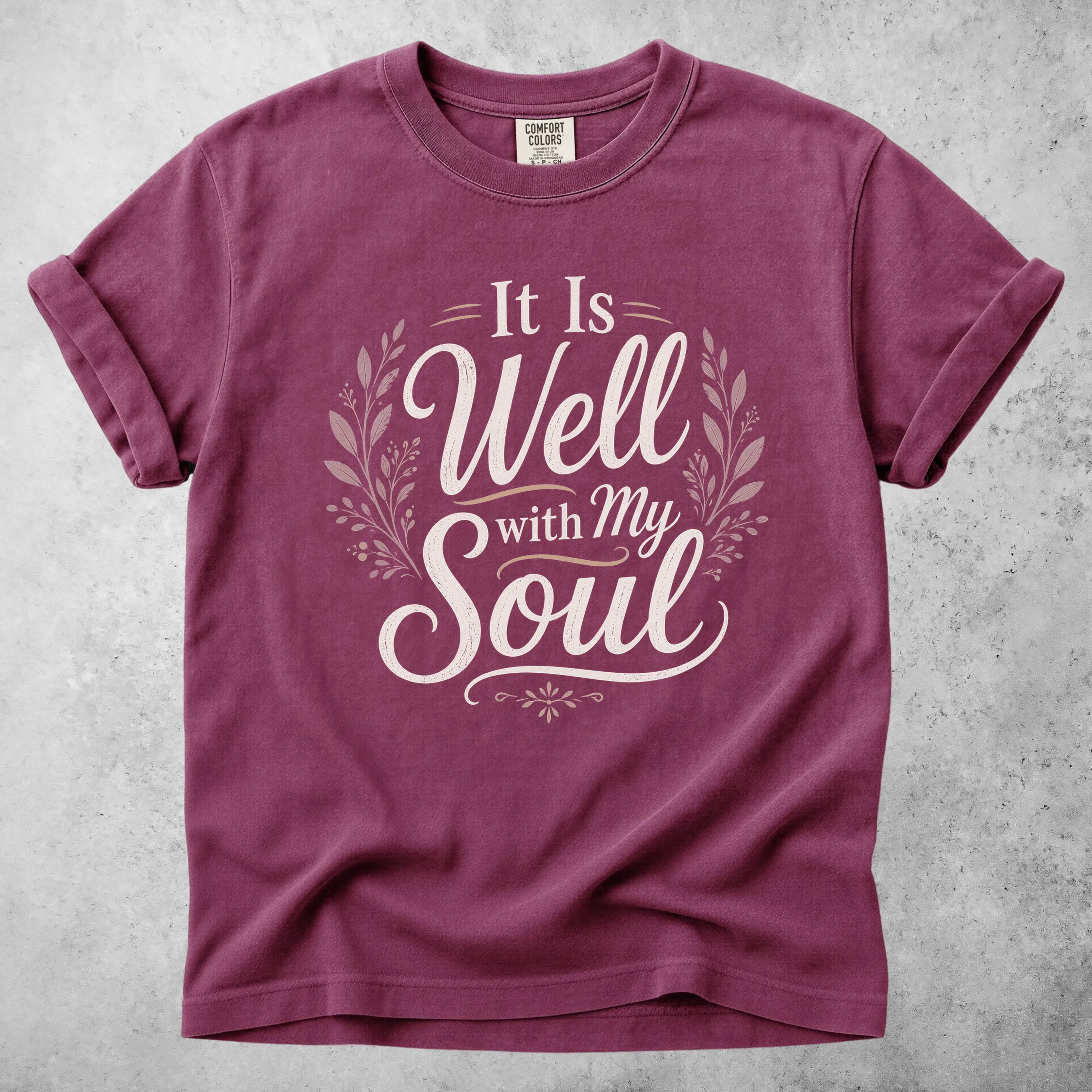 Printify T-Shirt Berry / S It Is Well with My Soul T-Shirt