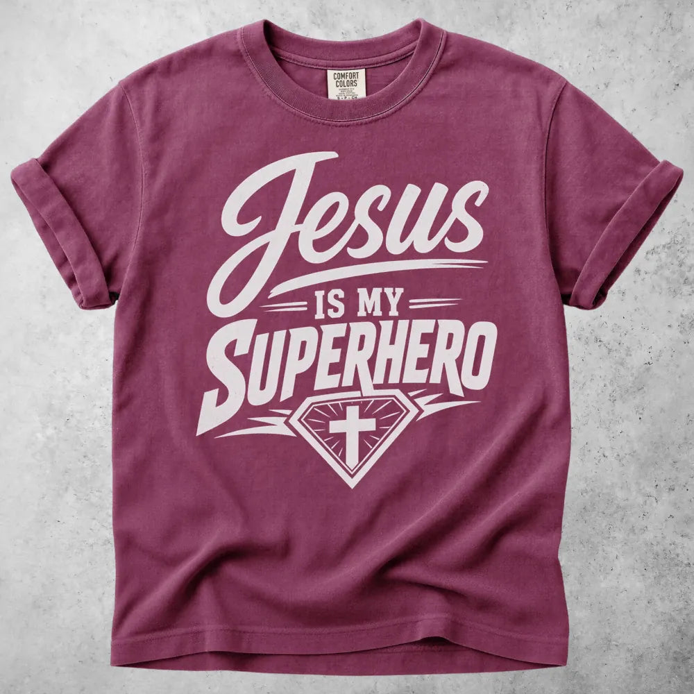 Printify T-Shirt Berry / S Jesus Is My Superhero T-Shirt
