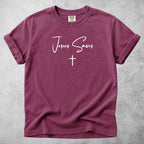 Printify T-Shirt Berry / S Jesus Saves - Minimal Cross Faith