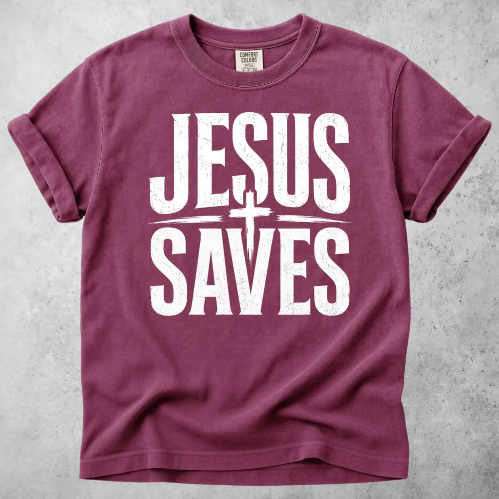Printify T-Shirt Berry / S Jesus Saves T-Shirt