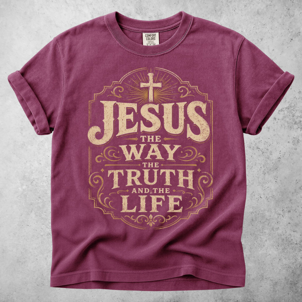 Printify T-Shirt Berry / S Jesus: The Way, The Truth, The Life