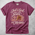 Printify T-Shirt Berry / S just a girl who loves jesus and horses T-Shirt