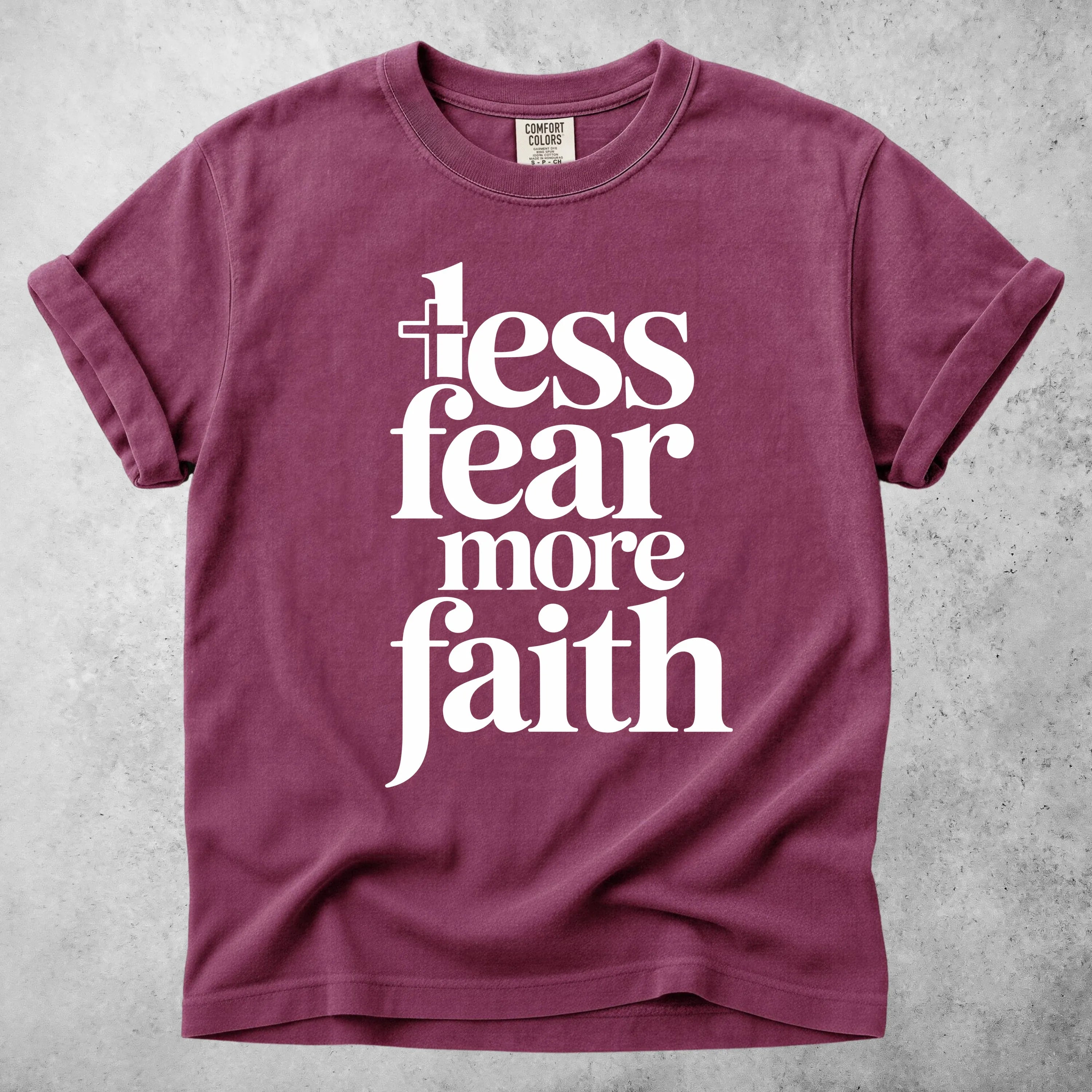 Printify T-Shirt Berry / S less fear more faith T-Shirt