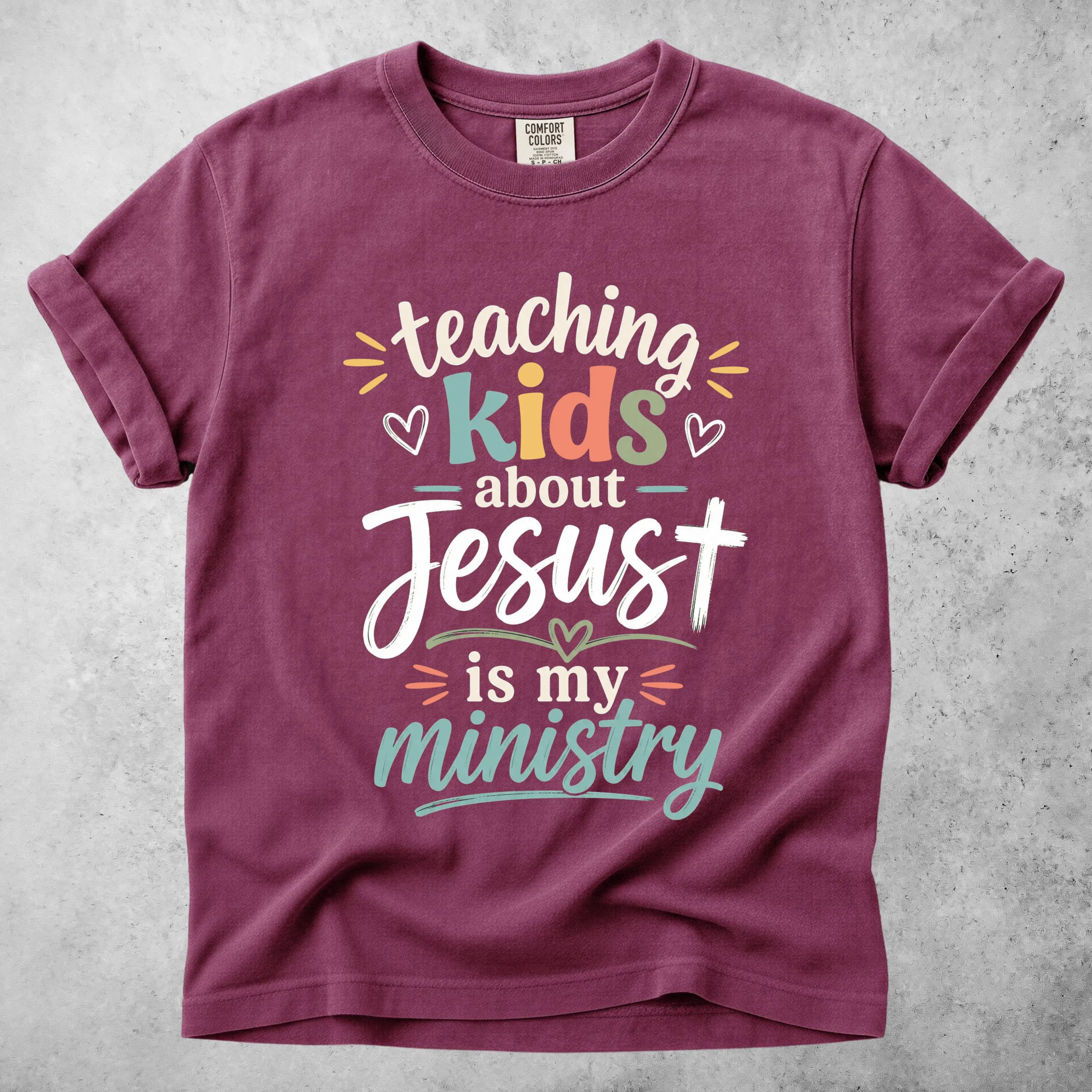 Printify T-Shirt Berry / S Teaching Kids About Jesus is My Ministry