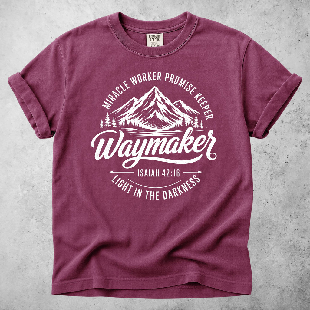 Printify T-Shirt Berry / S Waymaker Isaiah 42:16 Mountain