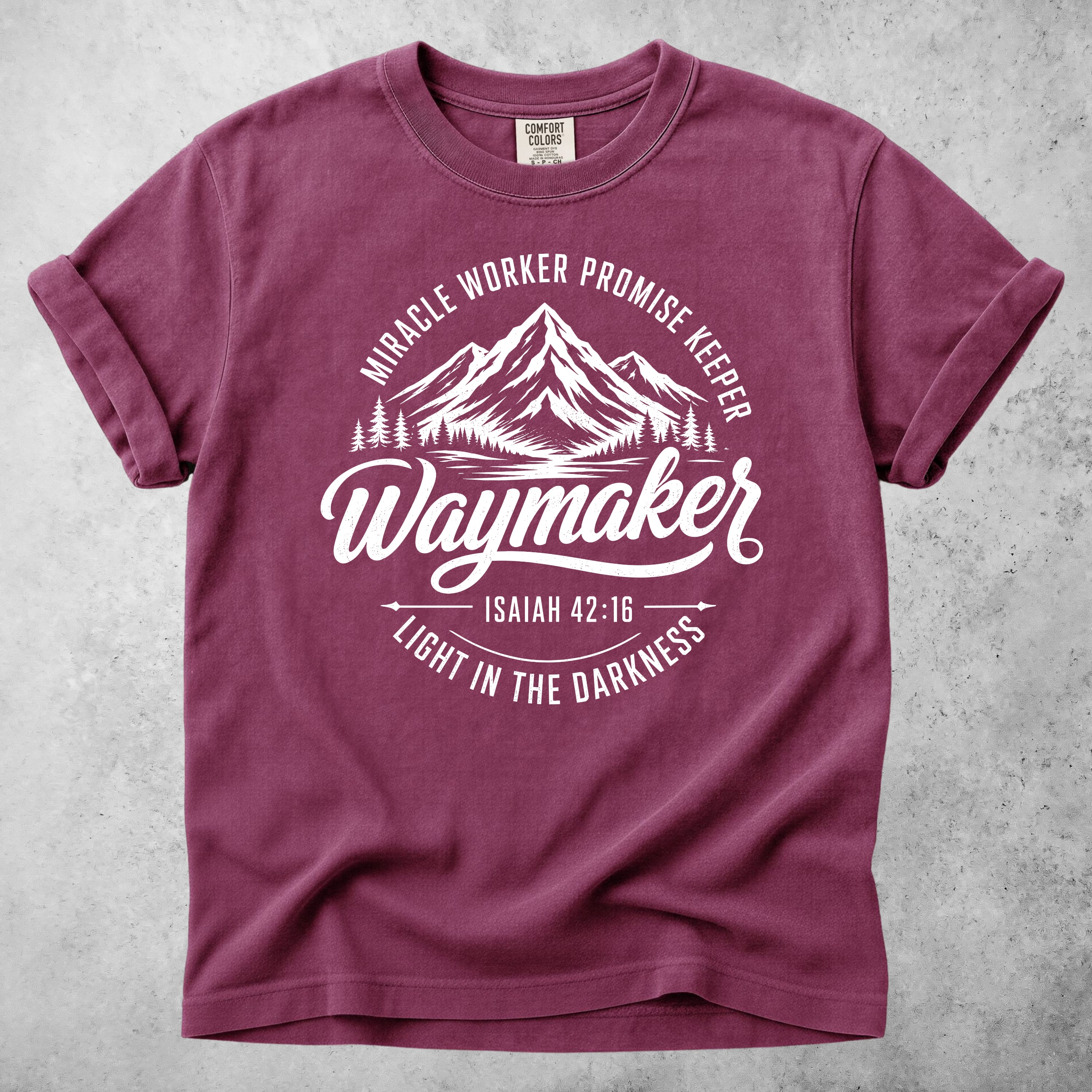 Printify T-Shirt Berry / S Waymaker Isaiah 42:16 Mountain