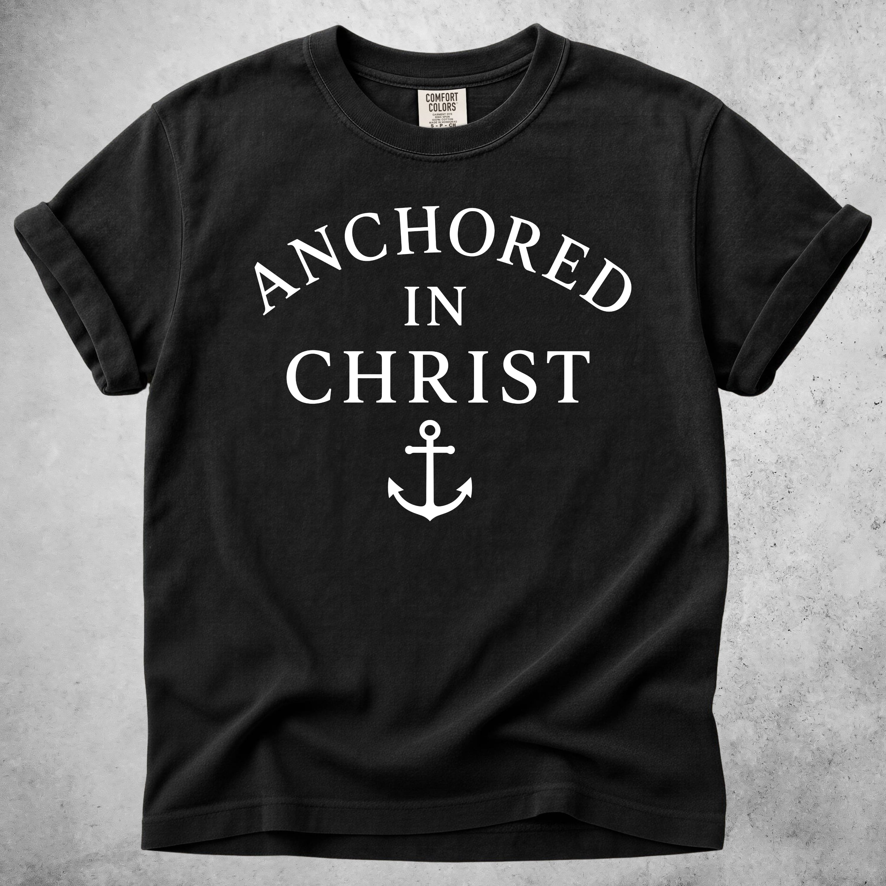 Printify T-Shirt Black / S Anchored in Christ