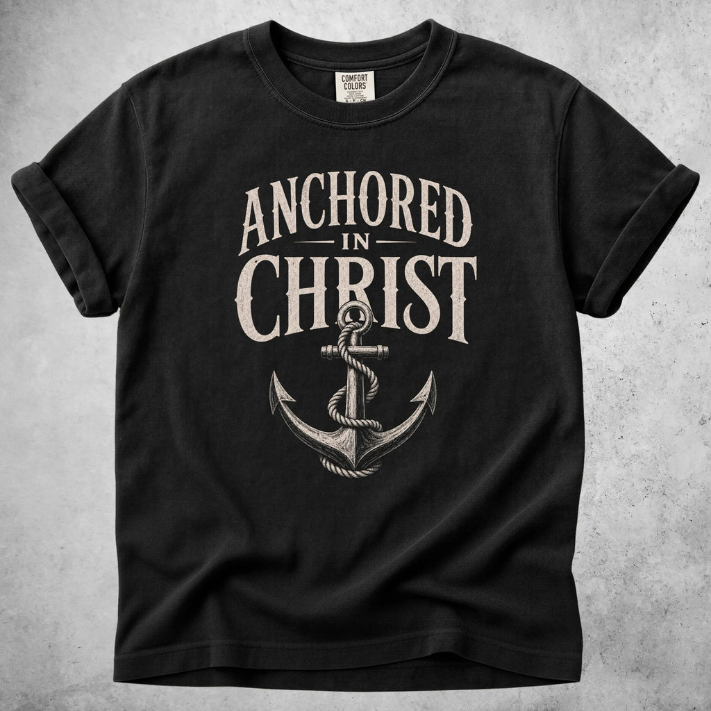 Printify T-Shirt Black / S ANCHORED IN CHRIST - T-Shirt