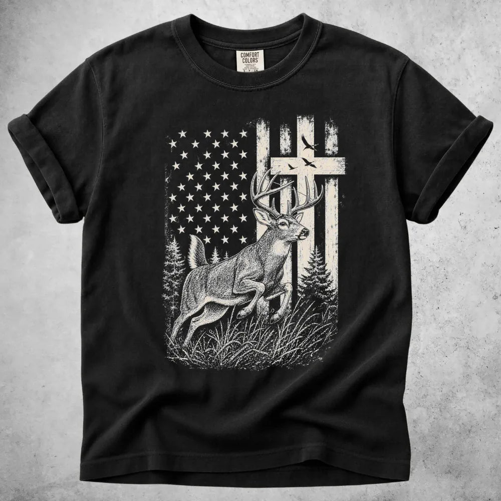 Printify T-Shirt Black / S Christian Deer Hunting T-Shirt