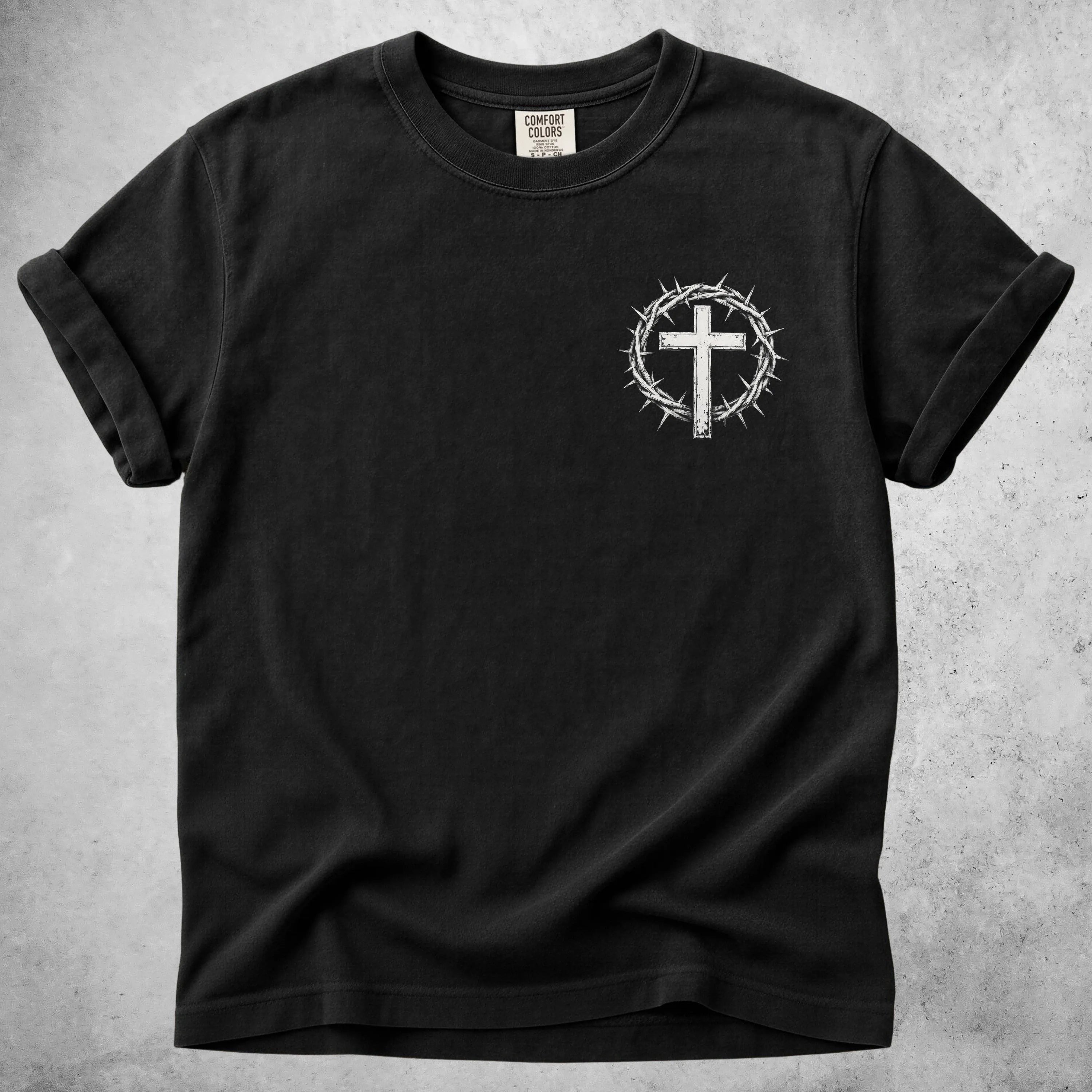 Printify T-Shirt Black / S Crown Of Thorns Christian Cross