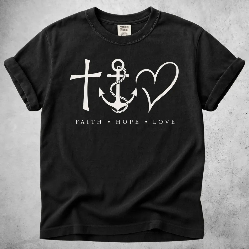 Printify T-Shirt Black / S Faith Hope Love T-Shirt