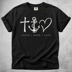Printify T-Shirt Black / S Faith Hope Love T-Shirt