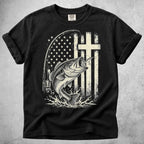 Printify T-Shirt Black / S Fishing Cross T-Shirt