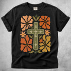 Printify T-Shirt Black / S Floral Cross T-Shirt
