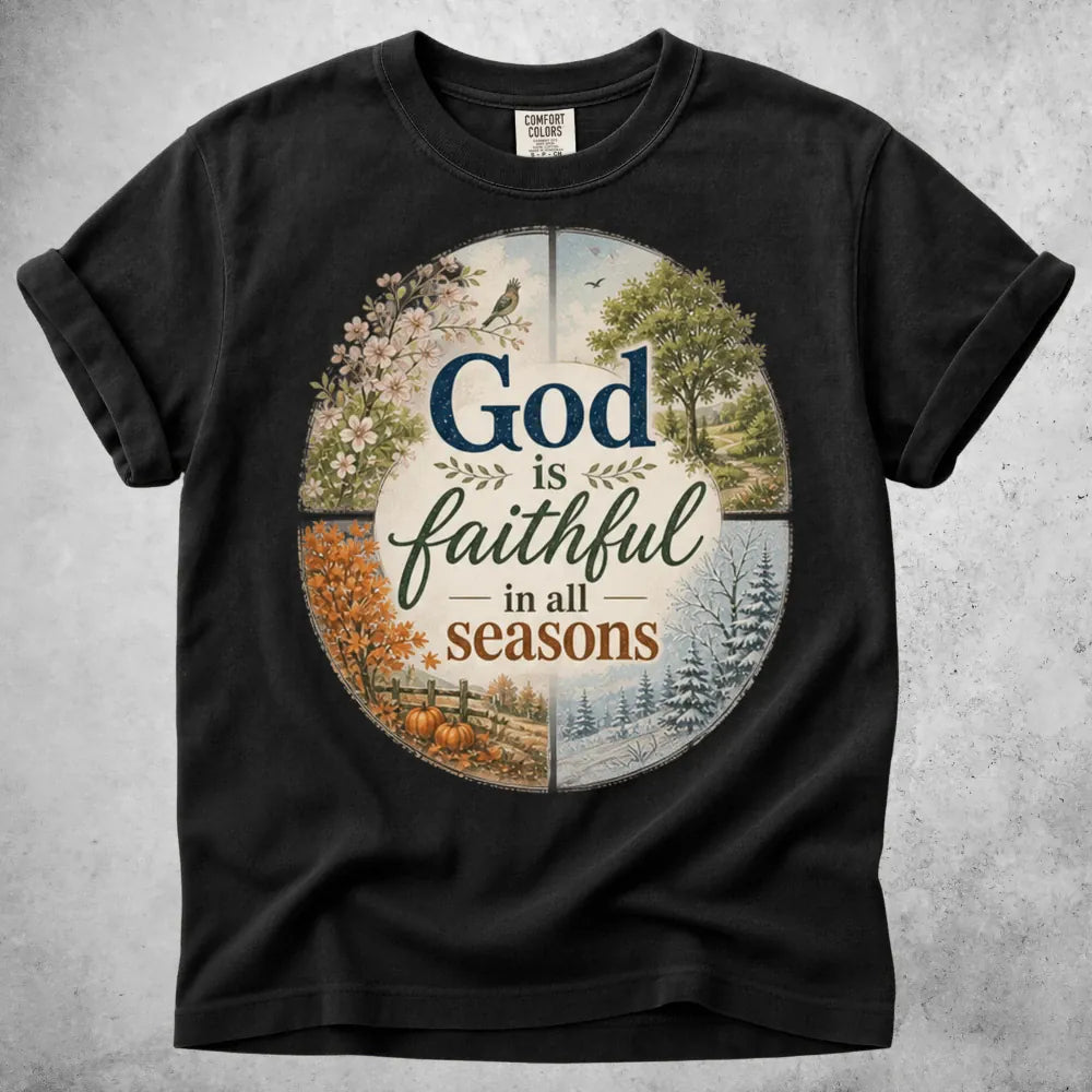 Printify T-Shirt Black / S God Is Faithful in All Seasons T-Shirt