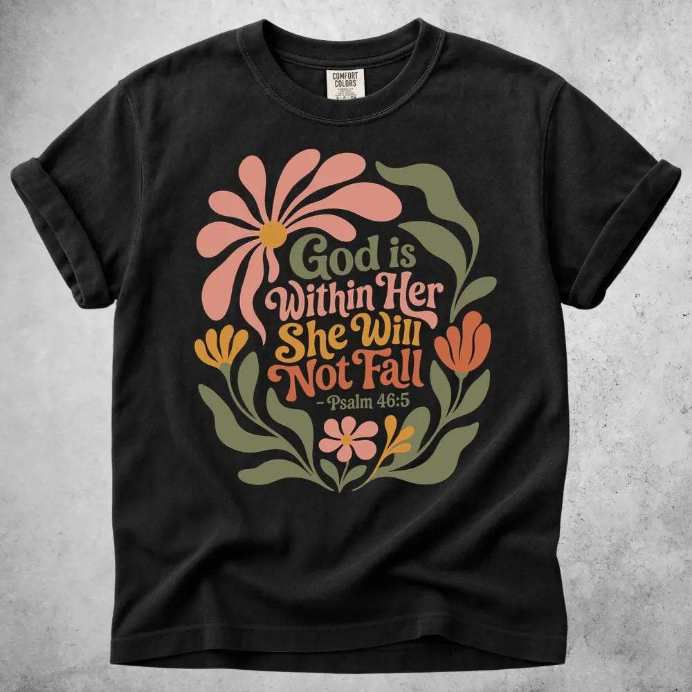 Printify T-Shirt Black / S God Is Within Her T-Shirt