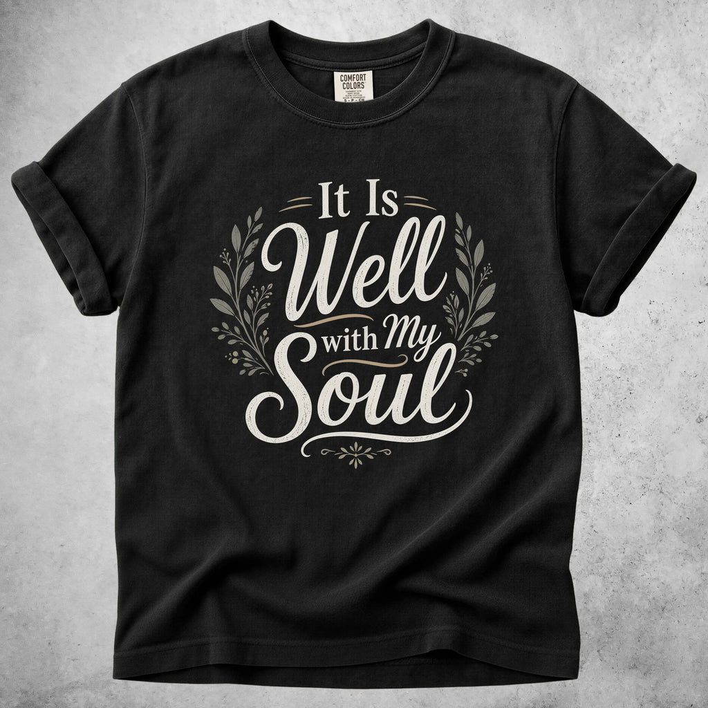 Printify T-Shirt Black / S It Is Well with My Soul T-Shirt