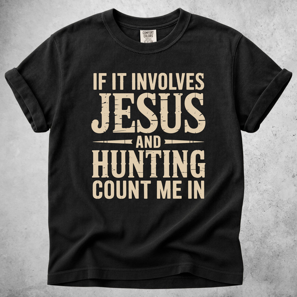 Printify T-Shirt Black / S Jesus and Hunting T-Shirt