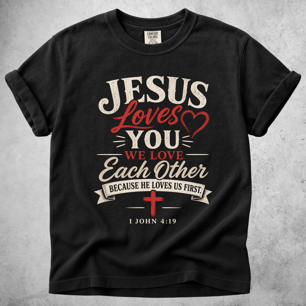 Printify T-Shirt Black / S Jesus Loves You - T-Shirt