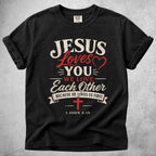 Printify T-Shirt Black / S Jesus Loves You - T-Shirt