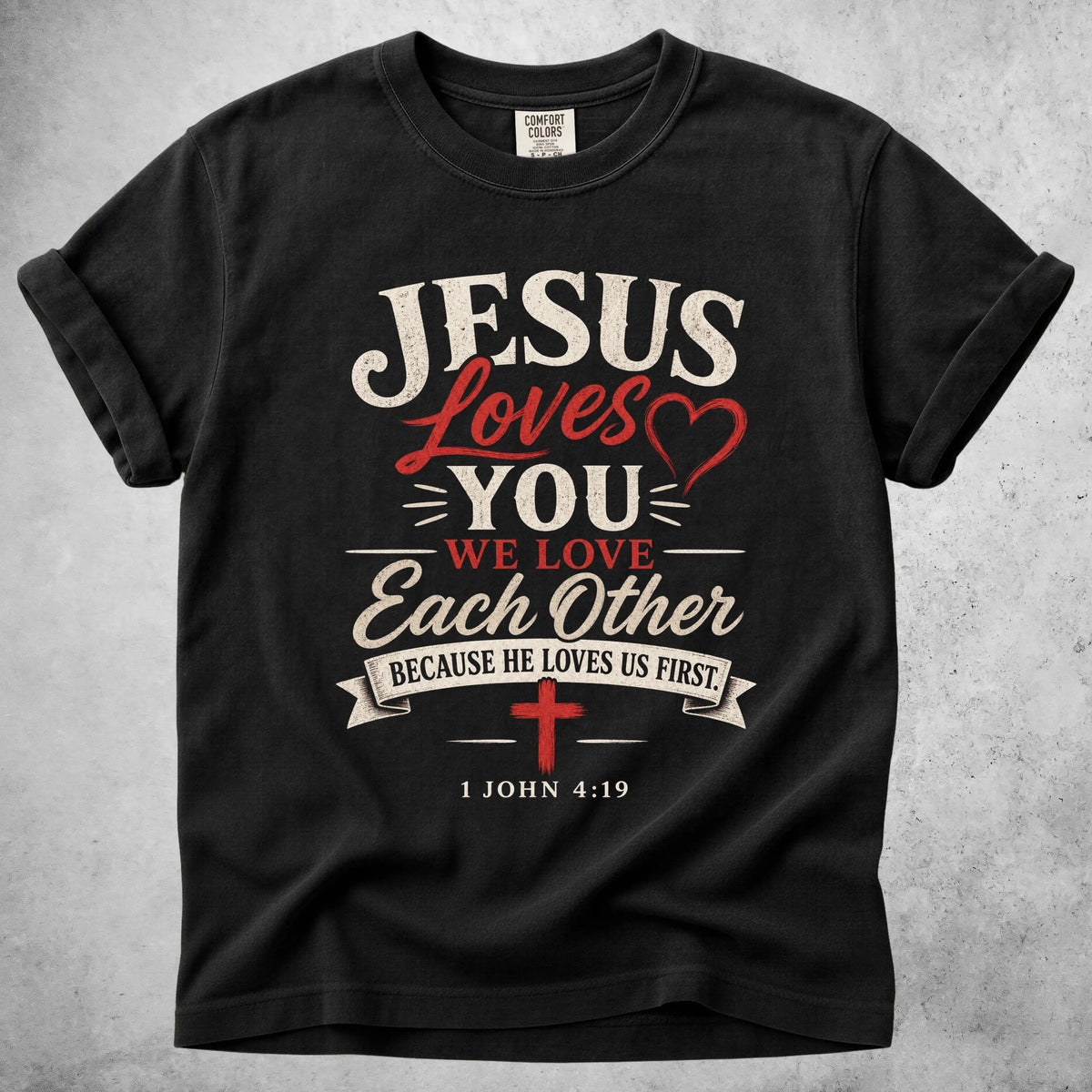 Printify T-Shirt Black / S Jesus Loves You - T-Shirt